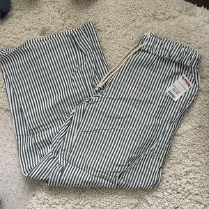 Navy and White Striped pull on Pants